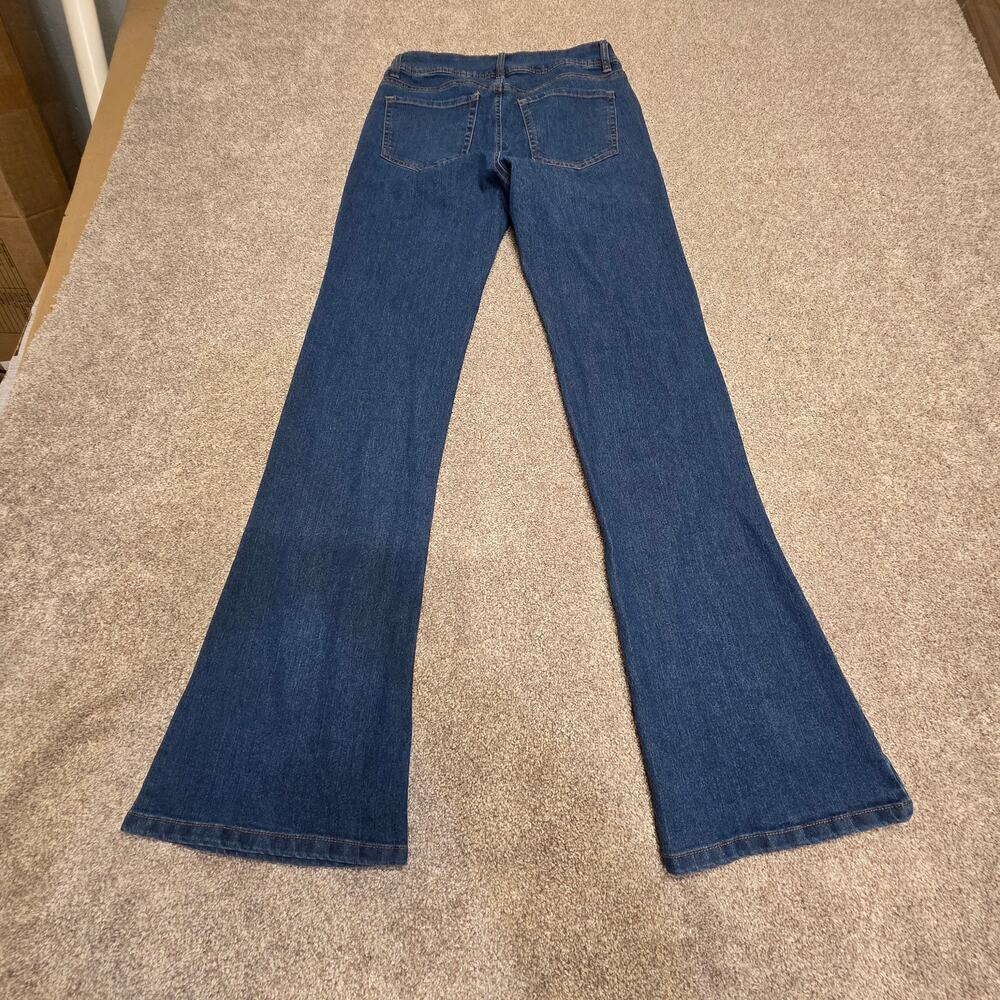 Indie The Flirty Curvy High Rise Flare Bootcut Jeans 7 indigo dark wash stretch